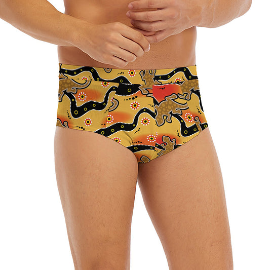 Aboriginal Lizard Pattern Print Men's Briefs