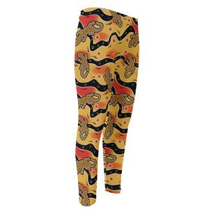 Aboriginal Lizard Pattern Print Men's Compression Pants