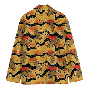 Aboriginal Lizard Pattern Print Men's Cotton Blazer