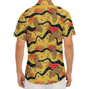 Aboriginal Lizard Pattern Print Men's Deep V-Neck Shirt