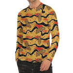 Aboriginal Lizard Pattern Print Men's Long Sleeve Rash Guard