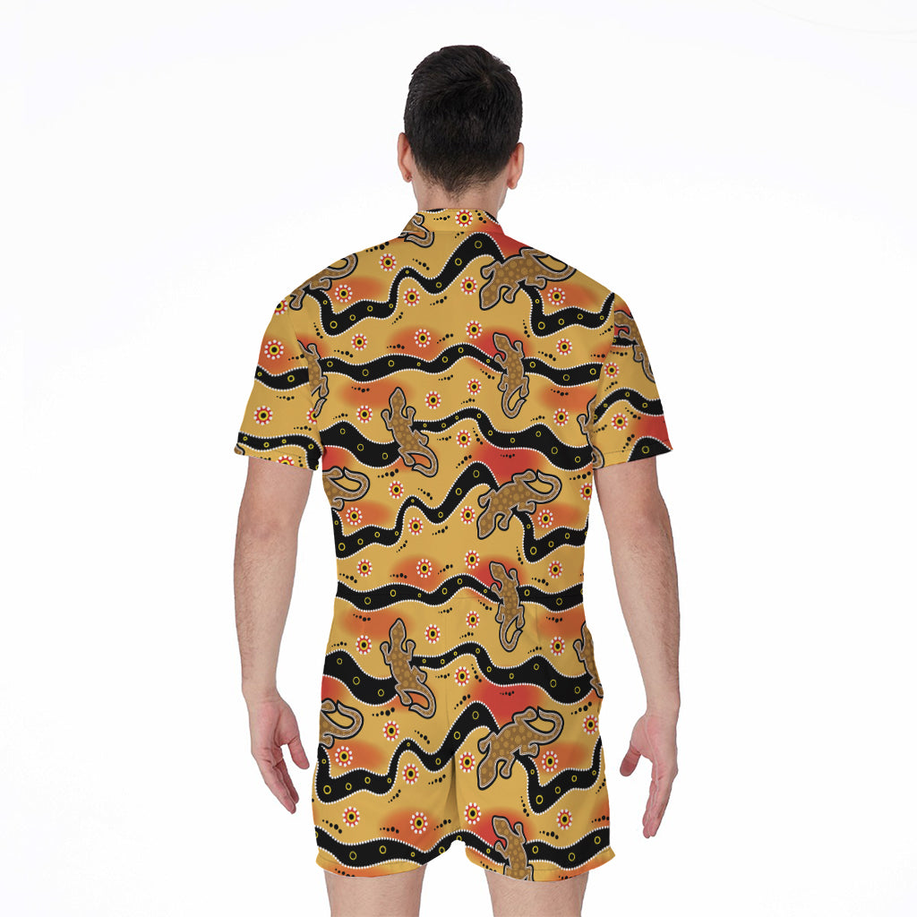 Aboriginal Lizard Pattern Print Men's Rompers