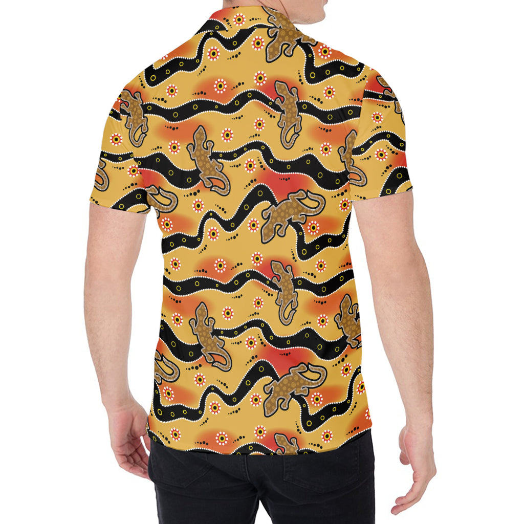 Aboriginal Lizard Pattern Print Men's Shirt