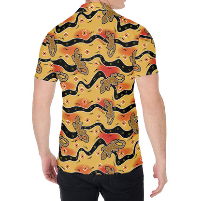 Aboriginal Lizard Pattern Print Men's Shirt