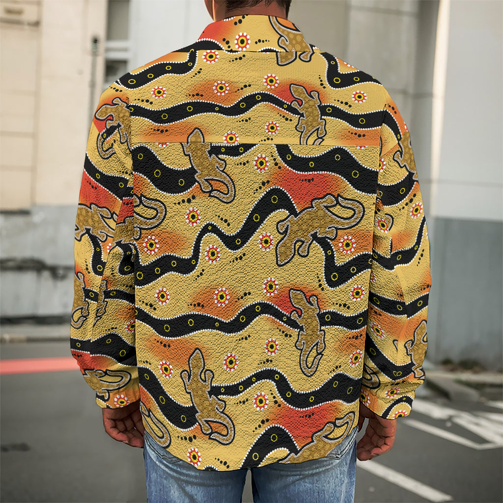 Aboriginal Lizard Pattern Print Men's Shirt Jacket