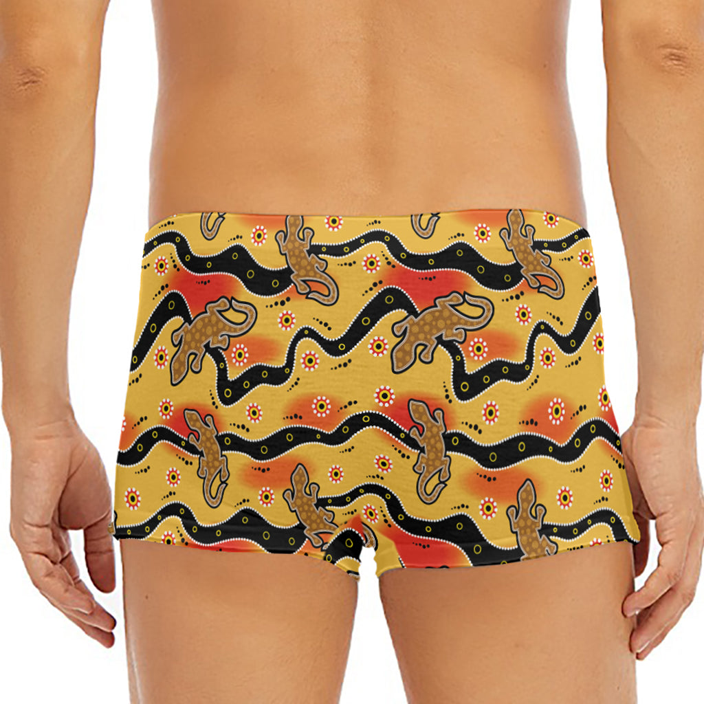 Aboriginal Lizard Pattern Print Men's Short Boxer Briefs