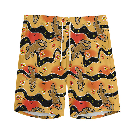 Aboriginal Lizard Pattern Print Men's Sports Shorts