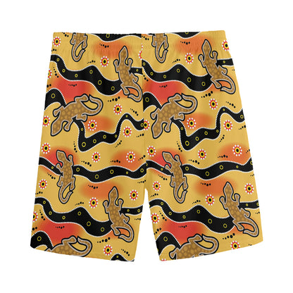 Aboriginal Lizard Pattern Print Men's Sports Shorts