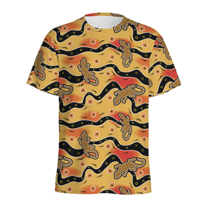 Aboriginal Lizard Pattern Print Men's Sports T-Shirt