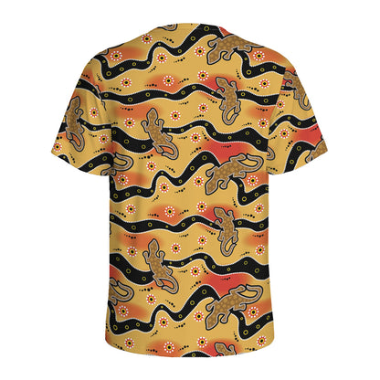 Aboriginal Lizard Pattern Print Men's Sports T-Shirt