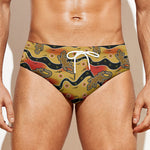 Aboriginal Lizard Pattern Print Men's Swim Briefs