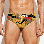 Aboriginal Lizard Pattern Print Men's Swim Briefs