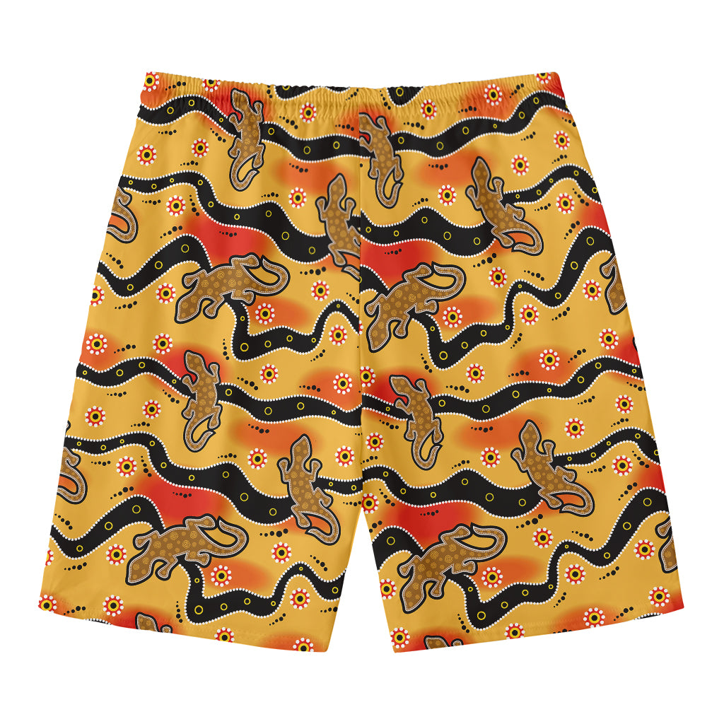 Aboriginal Lizard Pattern Print Men's Swim Trunks