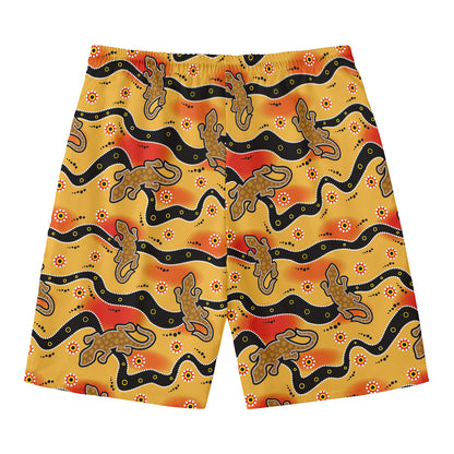 Aboriginal Lizard Pattern Print Men's Swim Trunks