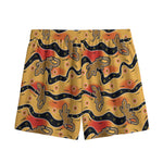 Aboriginal Lizard Pattern Print Mesh Shorts