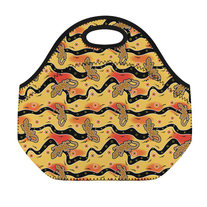 Aboriginal Lizard Pattern Print Neoprene Lunch Bag