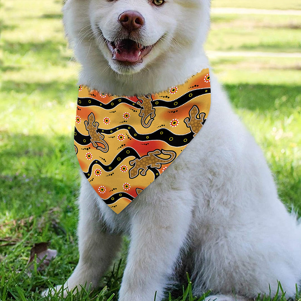 Aboriginal Lizard Pattern Print Over The Collar Dog Bandana