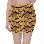 Aboriginal Lizard Pattern Print Pencil Mini Skirt