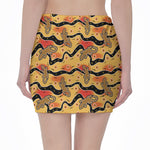 Aboriginal Lizard Pattern Print Pencil Mini Skirt