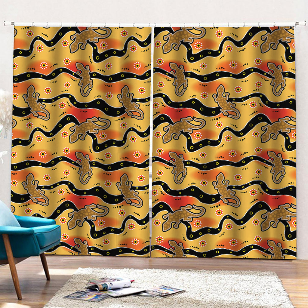 Aboriginal Lizard Pattern Print Pencil Pleat Curtains