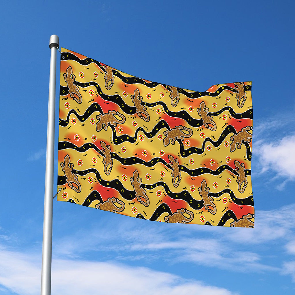 Aboriginal Lizard Pattern Print Polyester Flag