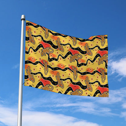 Aboriginal Lizard Pattern Print Polyester Flag