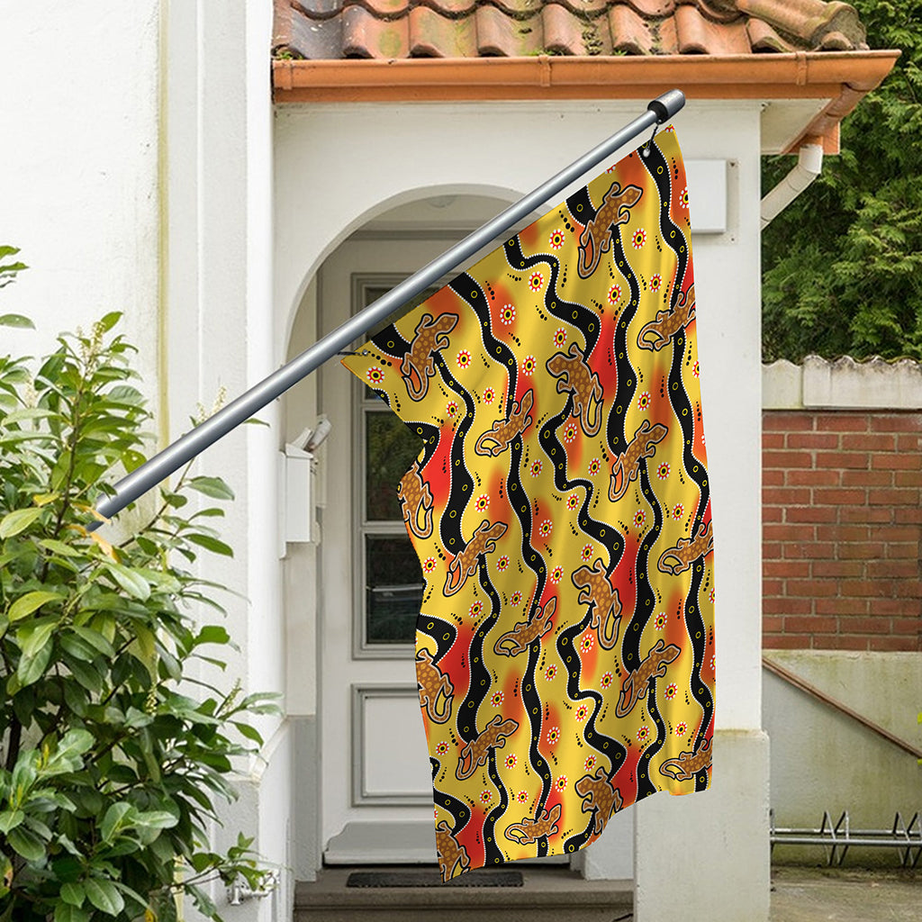 Aboriginal Lizard Pattern Print Polyester Flag
