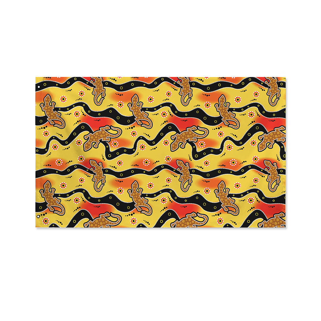 Aboriginal Lizard Pattern Print Polyester Flag