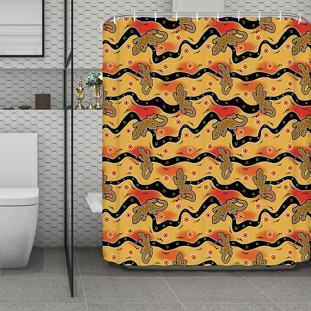 Aboriginal Lizard Pattern Print Polyester Shower Curtain