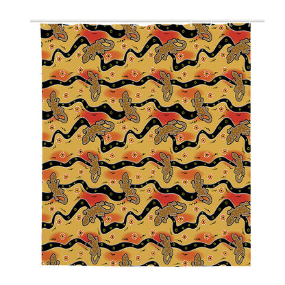 Aboriginal Lizard Pattern Print Polyester Shower Curtain
