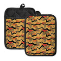 Aboriginal Lizard Pattern Print Pot Holders With Pocket