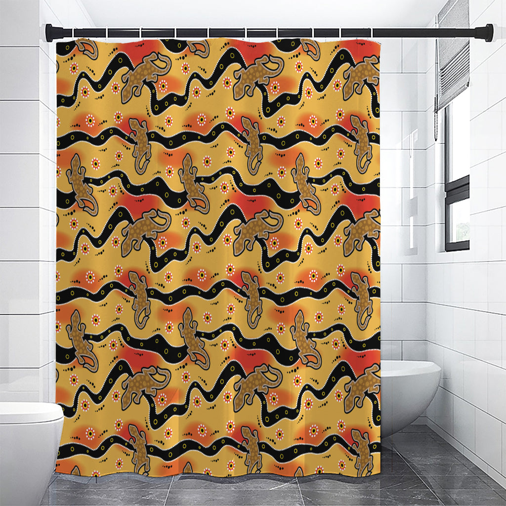 Aboriginal Lizard Pattern Print Premium Shower Curtain