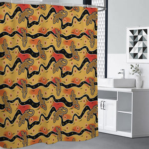 Aboriginal Lizard Pattern Print Premium Shower Curtain