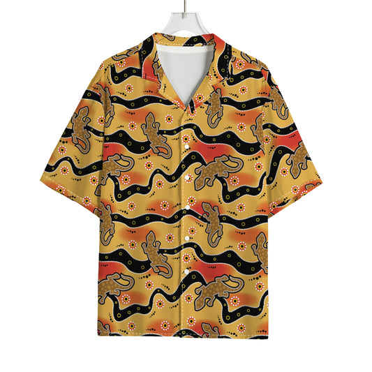 Aboriginal Lizard Pattern Print Rayon Hawaiian Shirt