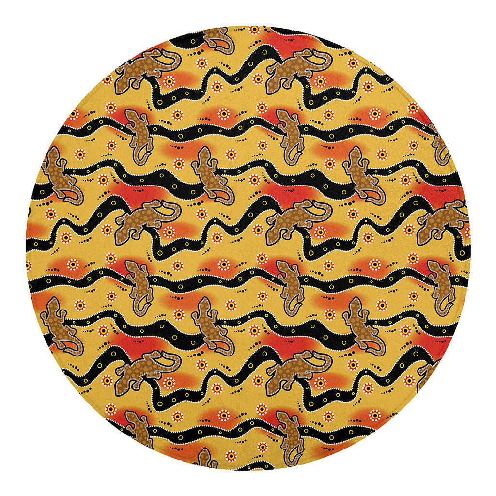 Aboriginal Lizard Pattern Print Round Blanket