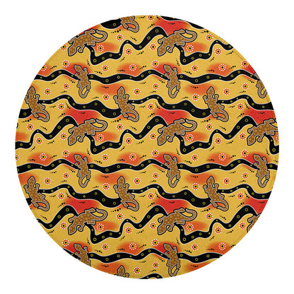 Aboriginal Lizard Pattern Print Round Blanket