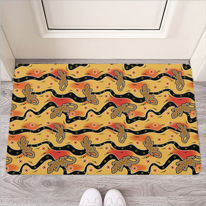 Aboriginal Lizard Pattern Print Rubber Doormat