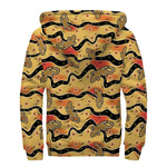 Aboriginal Lizard Pattern Print Sherpa Lined Zip Up Hoodie