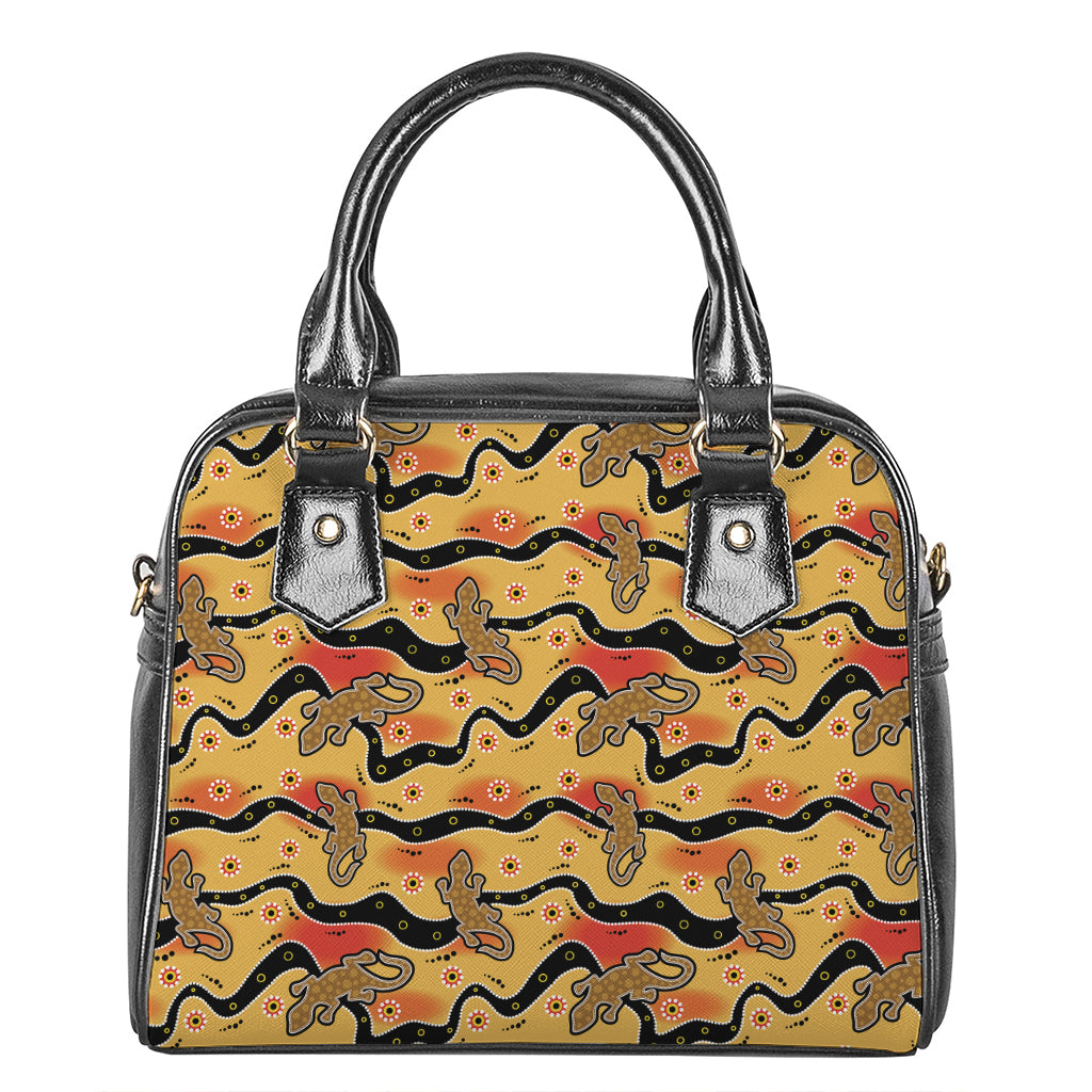 Aboriginal Lizard Pattern Print Shoulder Handbag