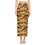 Aboriginal Lizard Pattern Print Side Slit Maxi Skirt