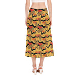 Aboriginal Lizard Pattern Print Side Slit Midi Skirt