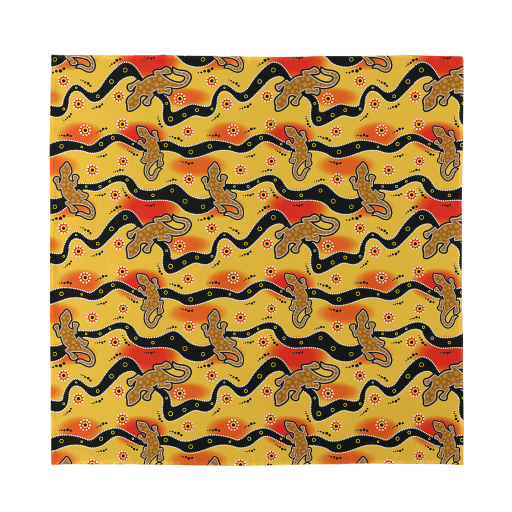 Aboriginal Lizard Pattern Print Silk Bandana