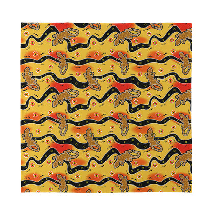 Aboriginal Lizard Pattern Print Silk Bandana