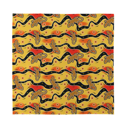 Aboriginal Lizard Pattern Print Silk Bandana