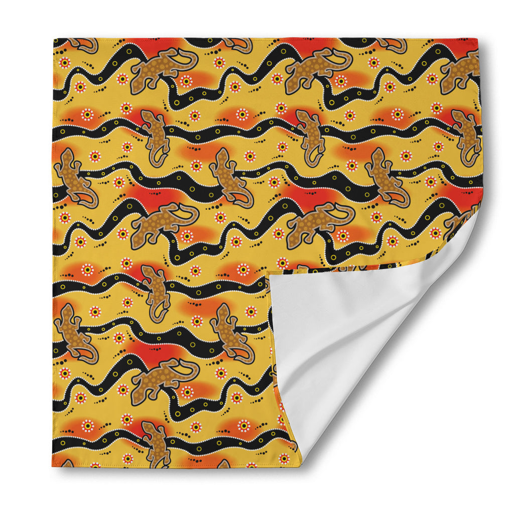 Aboriginal Lizard Pattern Print Silk Bandana