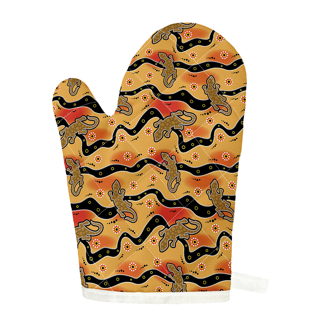 Aboriginal Lizard Pattern Print Single Oven Mitt
