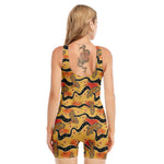 Aboriginal Lizard Pattern Print Sleeveless One Piece Swimsuit