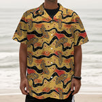Aboriginal Lizard Pattern Print Textured Short Sleeve Shirt