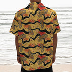 Aboriginal Lizard Pattern Print Textured Short Sleeve Shirt