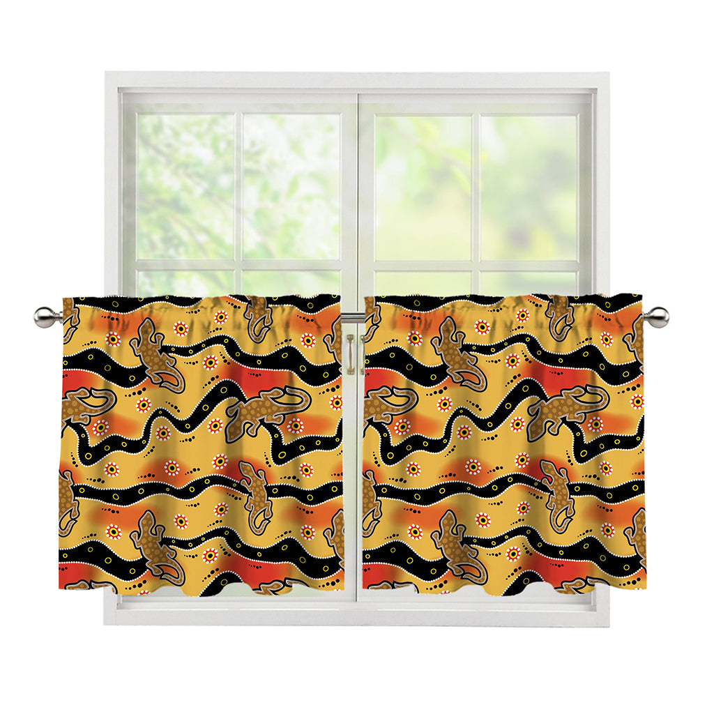 Aboriginal Lizard Pattern Print Tier Curtains